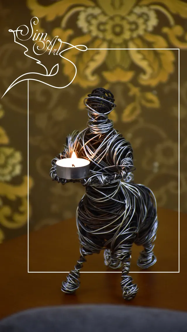 Candle rider — wire sculpture by Pouya