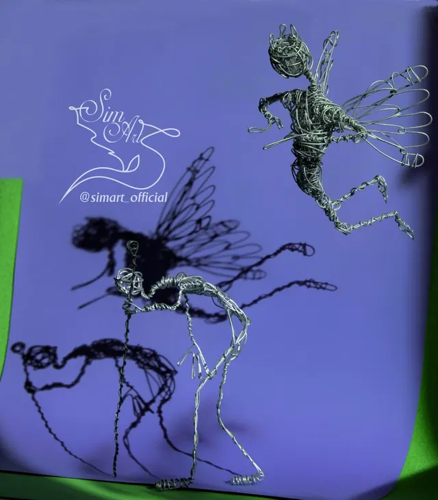 Fairy and old man — wire sculpture by Pouya