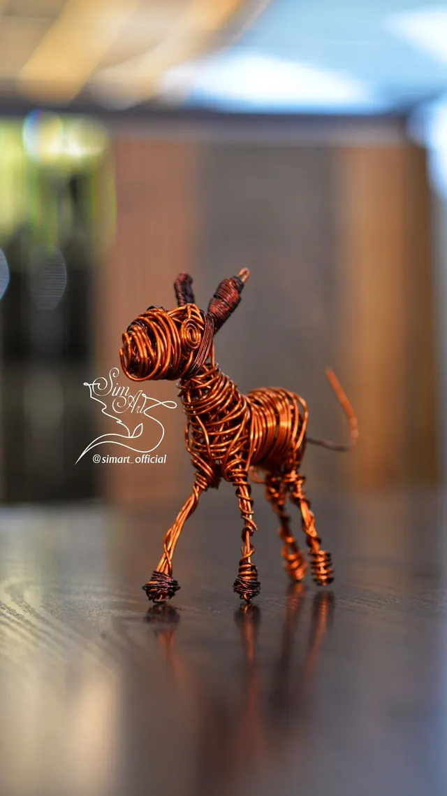 Copper donkey — wire sculpture by Pouya