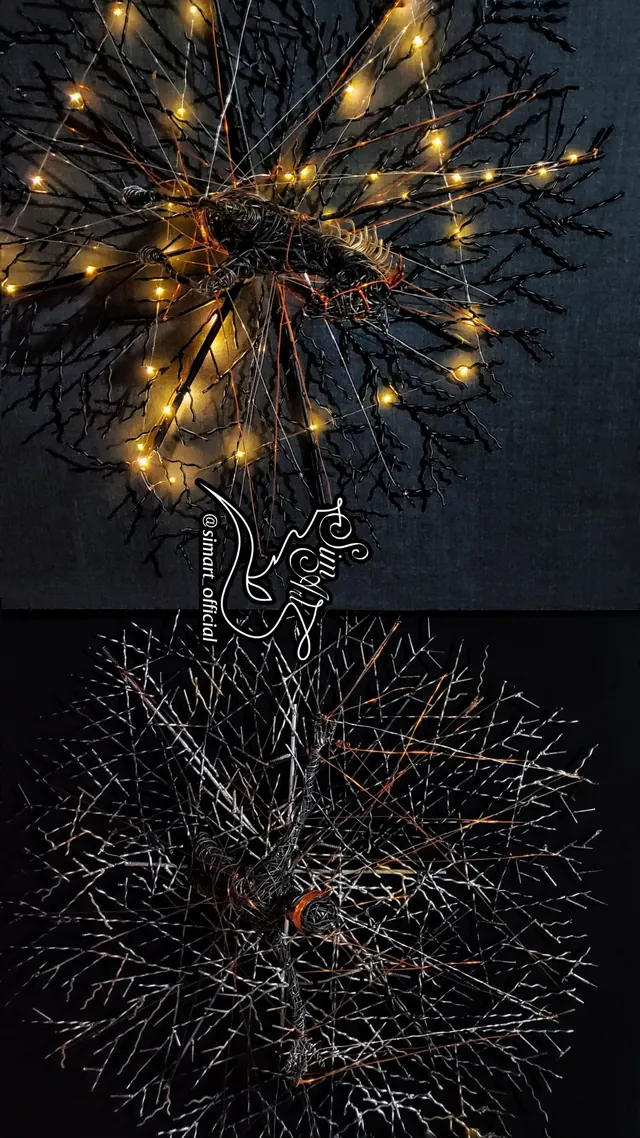 Wall tree with lights — wire sculpture by Pouya